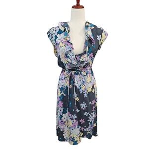 Tucker Silk Floral Ruffle Wrap Dress Womens Small Feminine Coquette